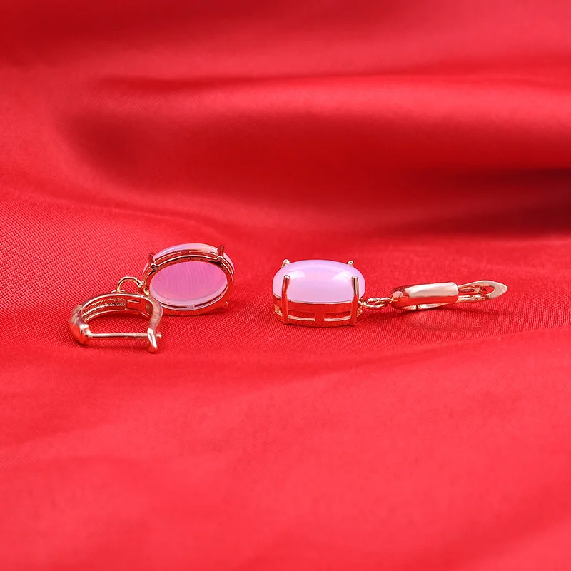 Модные золотые серьги ISHOWLEE 585 с розовыми камнями модель 2019 винтажные Прозрачные