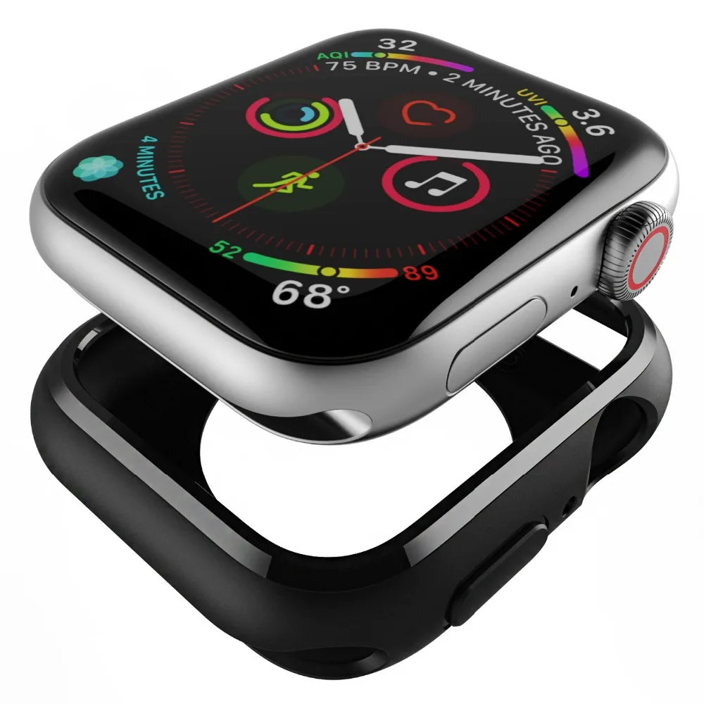 Бампер для apple watch series 1 2 3 4 5 PC чехол тонкий чехол для iWatch тонкий протектор пластиковая черная рамка 40 44 38 42 мм ремешок