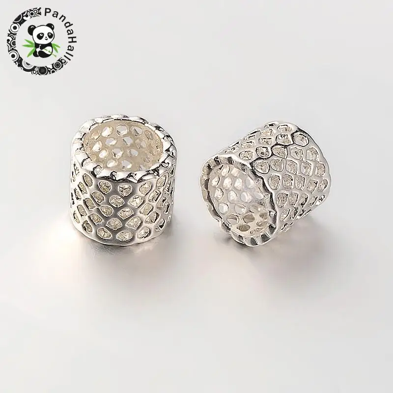 

100pcs Brass Filigree Column Beads, Large Hole Beads, Mixed Color, 8.5x9mm, Hole: 7mm