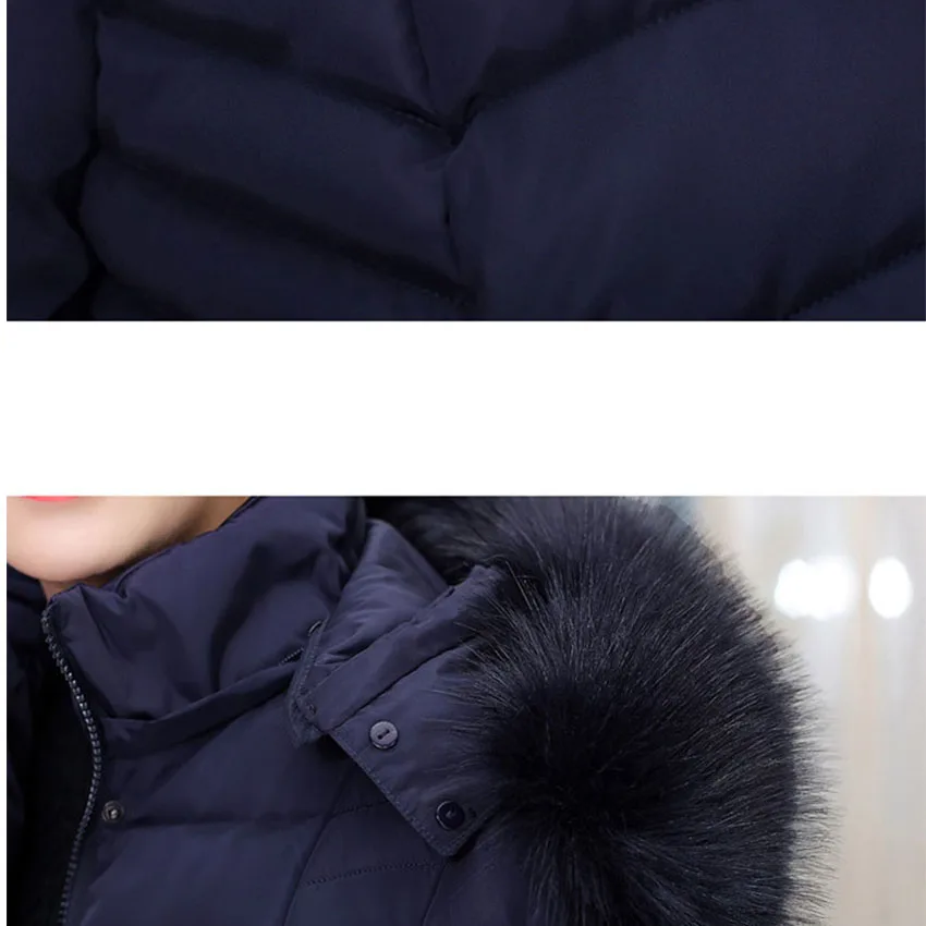 Pus size XL - 6XL faux fur collar hooded parkas coat women zipper single breasted thick warm long jacket 2019 autumn winter | Женская