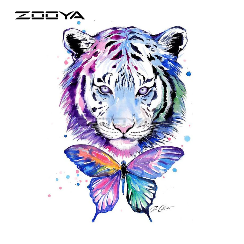 

ZOOYA new Diamond Embroidery Tiger animals DIY Cross Stitch Rhinestone mosaic Diamond Painting Butterfly Colored Decoration BK58