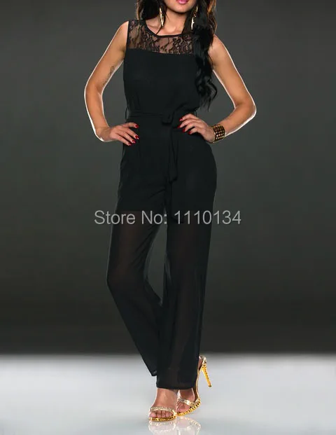 Женский шифоновый комбинезон свободный черный с поясом 0920|jumpsuit leopard|jumpsuit cottonjumpsuits