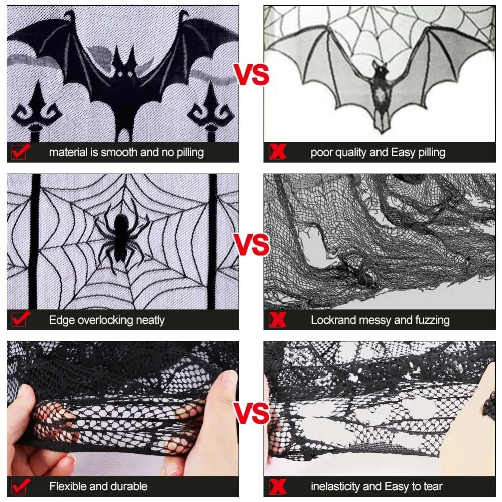 OurWarm 101x213 см ХЭЛЛОУИН ОКНО украшение наследия кружева Spiderweb летучая мышь дверь