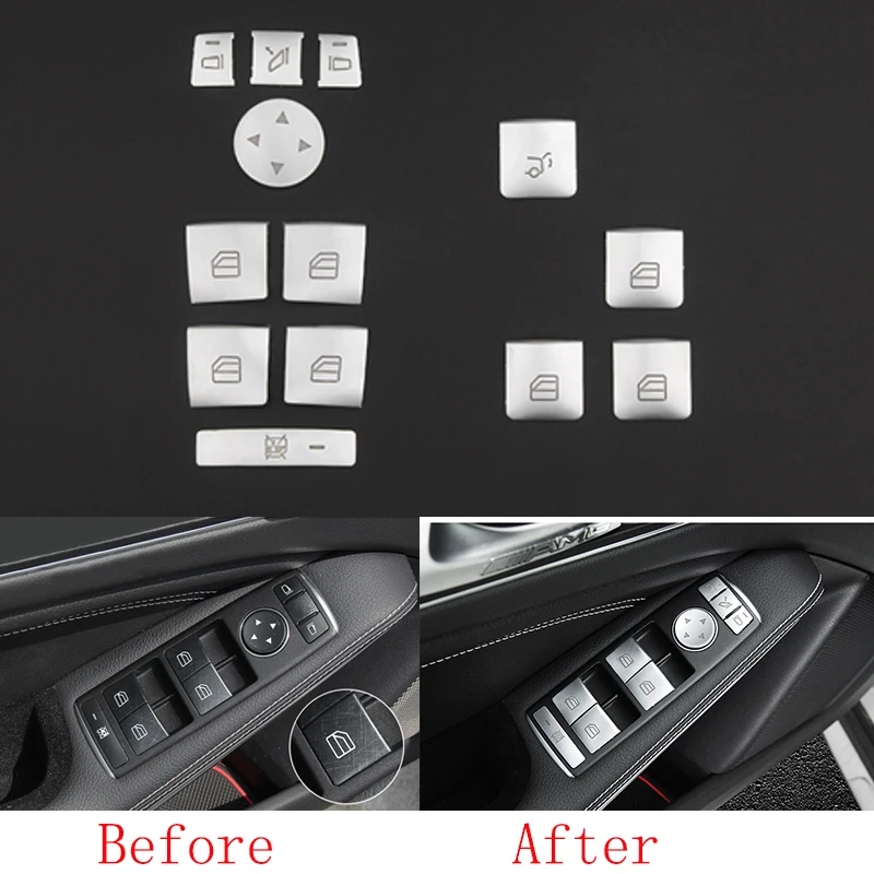 

13pcs Chrome plate ABS Window Lift Button Sequins Cover Trim For Benz GLE Class 16-17 & ML Class 12-15 & CLS Class 11-16