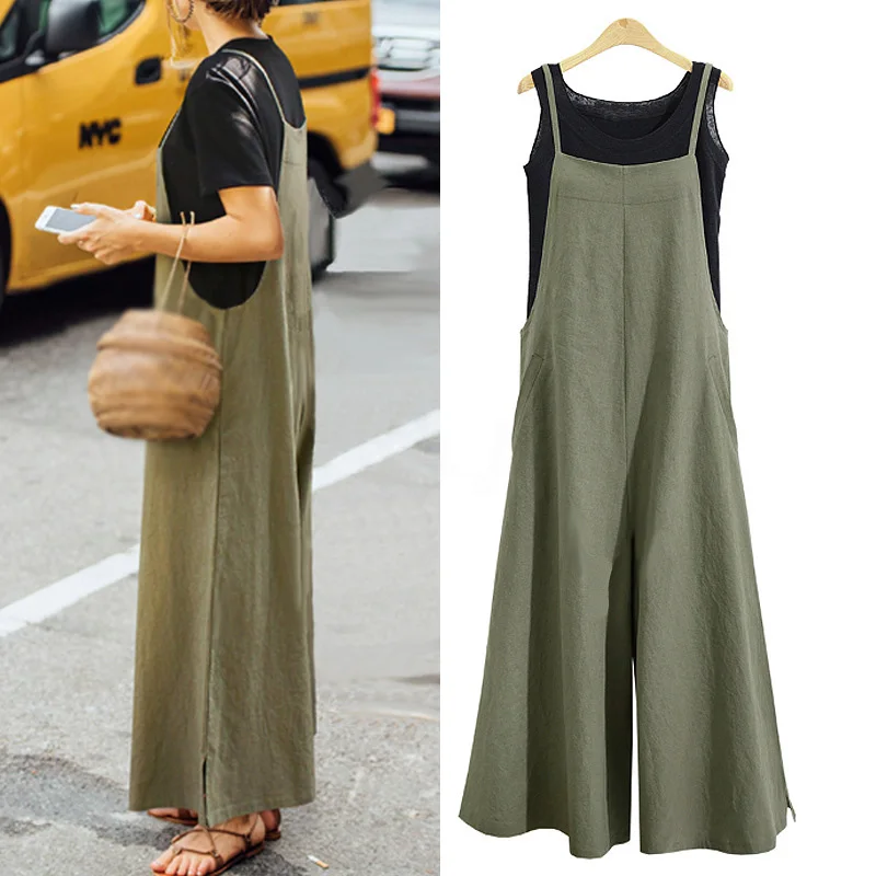 Женский комбинезон на лямках штаны шаровары широкие мешковатый