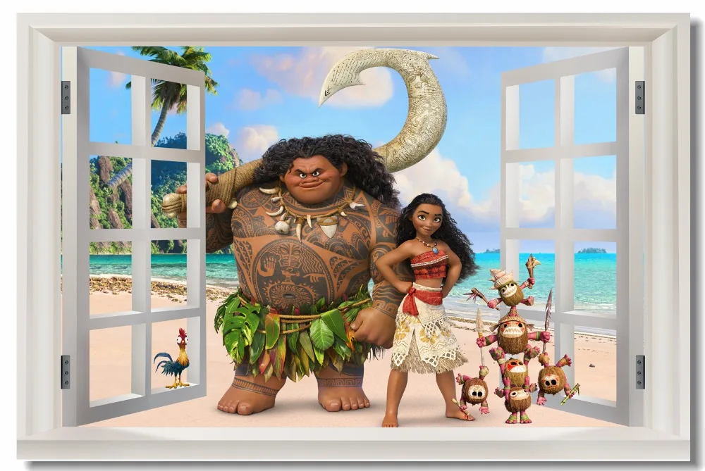 Пользовательские холст настенный Декор 3D эффект Моана Мауи Vaiana плакат обои