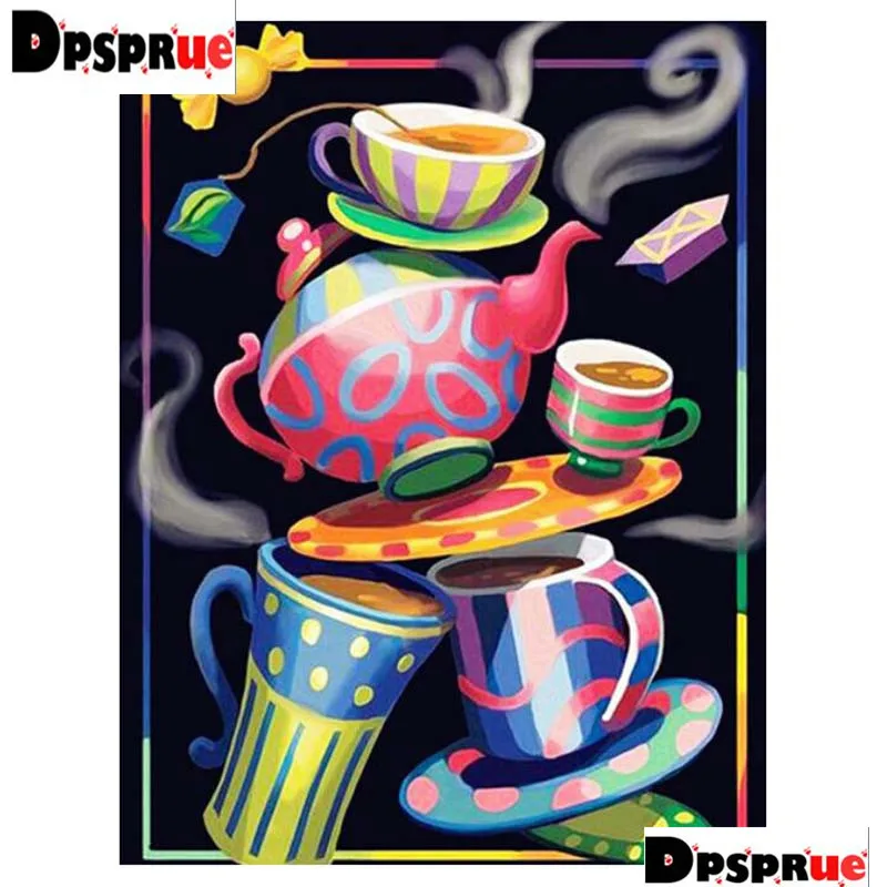 

Полноразмерная/круглая алмазная живопись Dpsprue, вышивка крестиком, 3D вышивка из страз, чай, «сделай сам», 5D Moasic, домашний декор, подарок K36