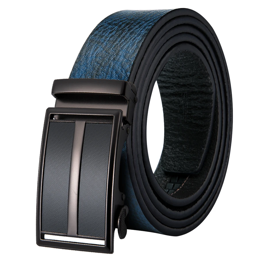 Мужской ремень коричневый синий кожаный из коровьей кожи для мужчин