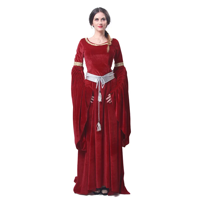 

Women Velvet Medieval Renaissance Dress Celtic Queen Gown Larp Halloween Costume