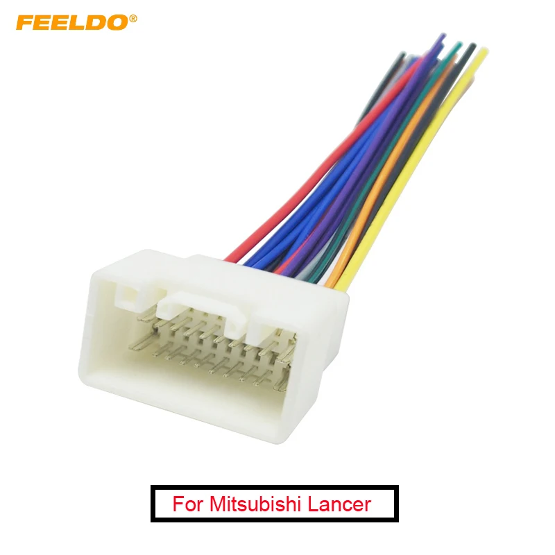 FEELDO 10Pcs Car Radio Audio CD Power Wire Harness Adapter For Mitsubishi Lancer/Outlander/Mirage Toyota Crown/ Prado