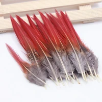 beautiful chicken feather pheasant feathers red sword rare feathers bulk feather fly fishing tying accessories material 10 14cm