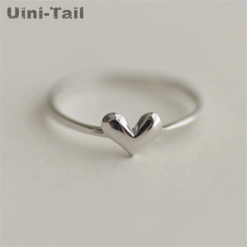 

Uini-Tail Горячая новинка 925 Стерлинговое Серебро Корея Милое глянцевое Открытое кольцо в форме сердца модная простая бижутерия высокого качес...