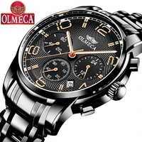 olmeca military water resistant watches fashion chronograph wrist watch luminous hands clock stainless steel relogio masculino