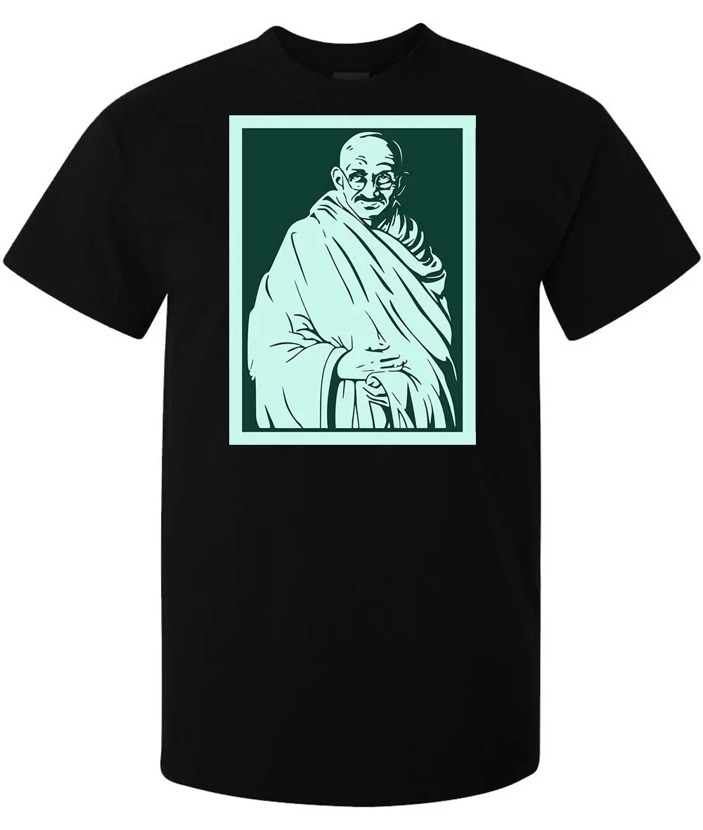 Mahatma Gandhi Minimalistic Green Art men's (woman's available) t shirt black Cool Casual pride men Unisex Fashion | Мужская