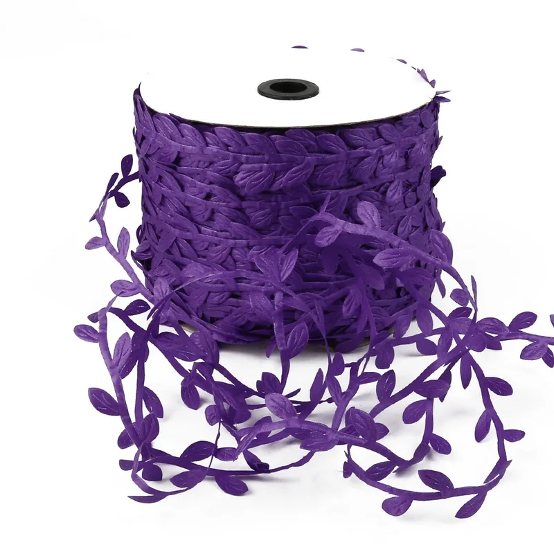 Purple 10 м шелк в форме листа искусственные зеленые листья деревенский Свадебный декор вечерние домашние цветы тканые декоративные подарочная упаковочная веревка - Цвет: Purple