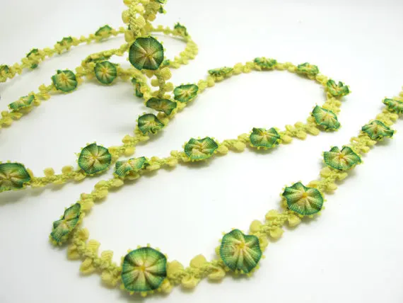 2 ярдов тканая лента рококо с отделкой в форме вентилятора цветочные бутоны |