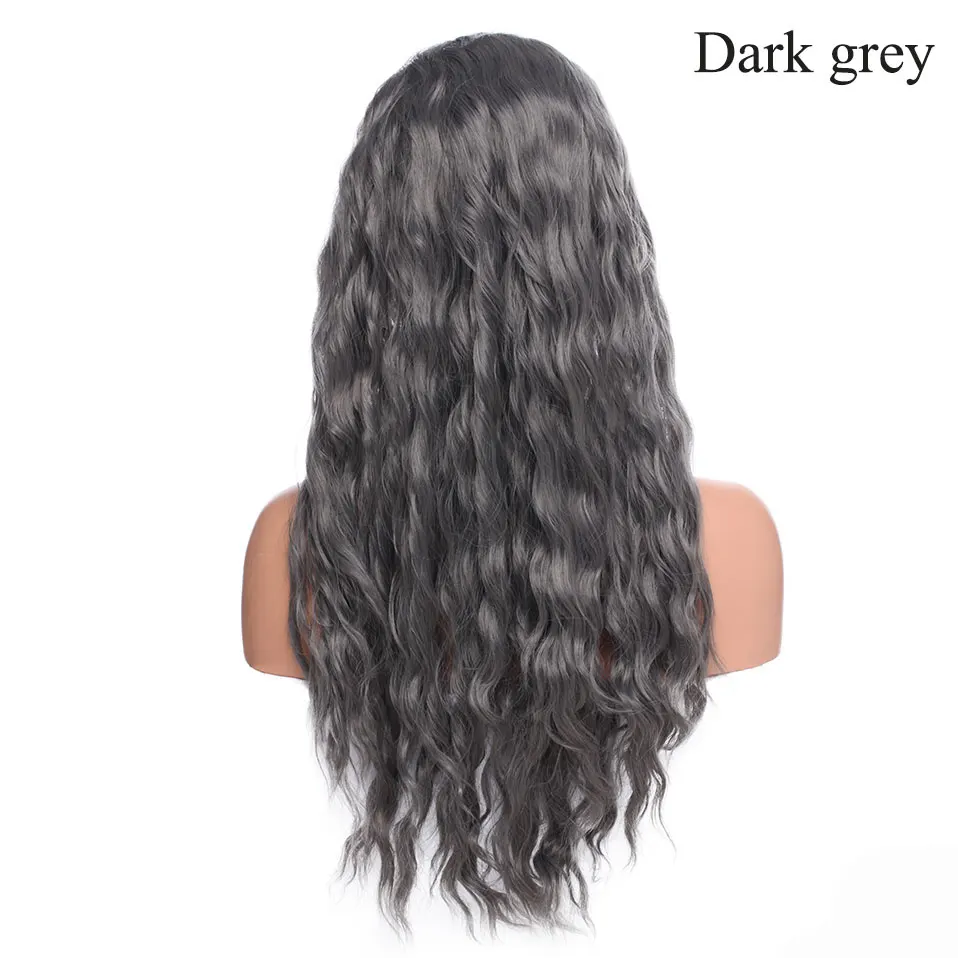 dark grey SNOILITE 28 дюймов длинные волнистые фиолетовые парики темно-серый волнистый синтетический парик для женщин натуральная средняя часть термостойкие парики для волос - Цвет: dark grey