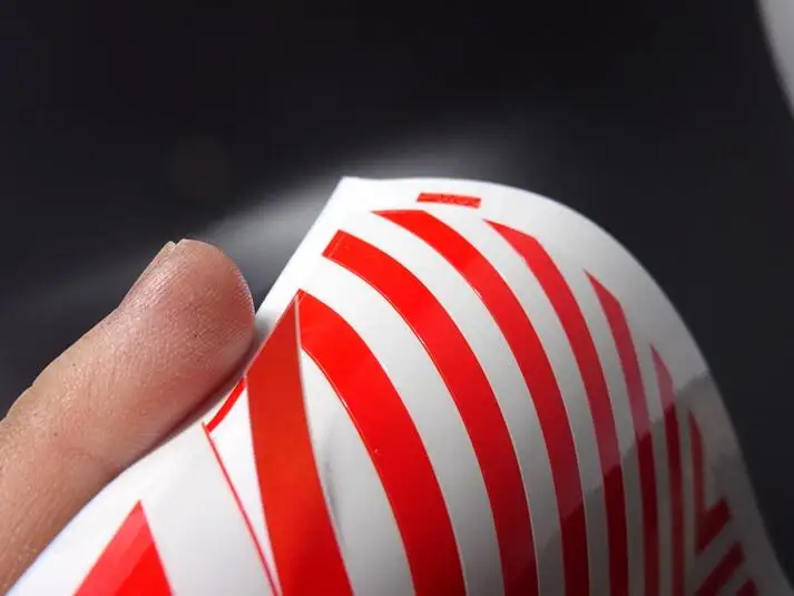 Европейские предупреждающие красно-белые полосы водонепроницаемые ПВХ наклейки