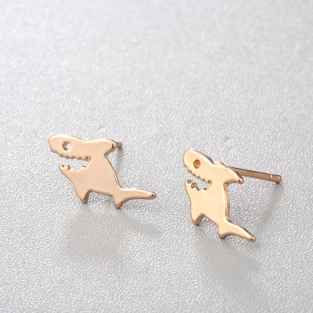 Серьги гвоздики Kinitial ужасная Акула серьги король с натуральными морскими