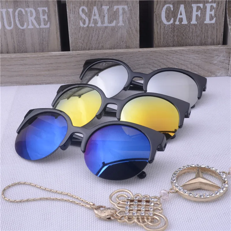 High Quality 2018 New Fashion Retro Designer Super Round Circle Glasses Cat Eye Semi-Rimless Women's Sunglasses Goggles | Аксессуары