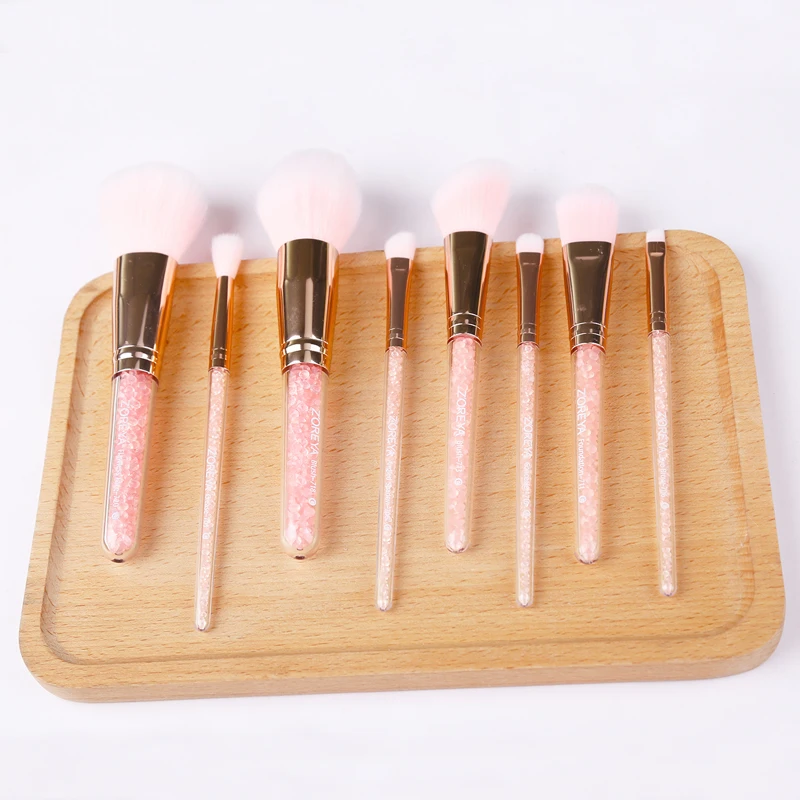 Zoreya Марка 8 шт. розовый кристалл набор кистей для макияжа Eye Shadow Безупречный Корректор складки бровей фонд кисти лицо Инструменты Кисти