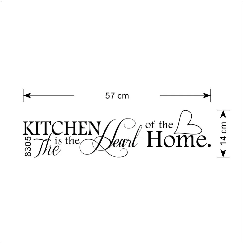 Настенная Наклейка с надписью The Kitchen is Heart of the Home съемный домашний декор из ПВХ