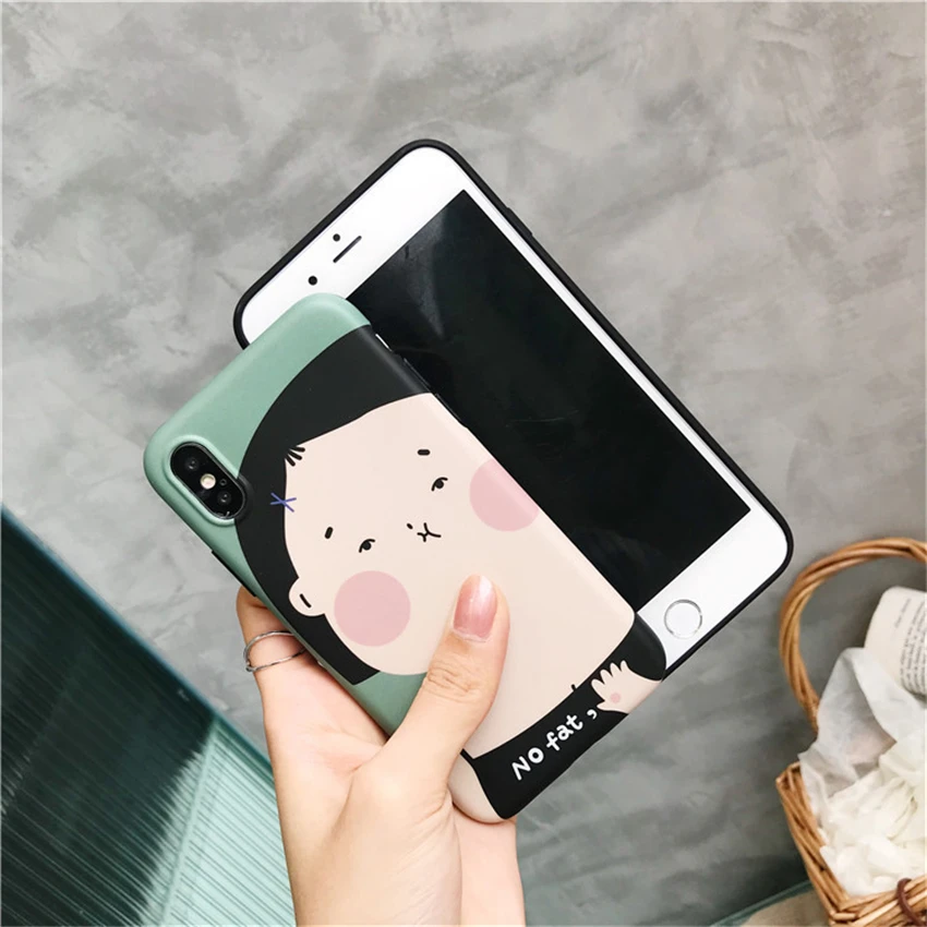 Summer Carnoon Fat Girl Phone Cases For iPhone 6 6S Plus Couples Soft Silicon Back Cover 7 8 X Coque Funda |