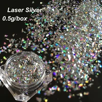 0 5gbox magic irregular laser silver nail flakes bling rainbow effect nail art sequins holographic glitter powder paillettes