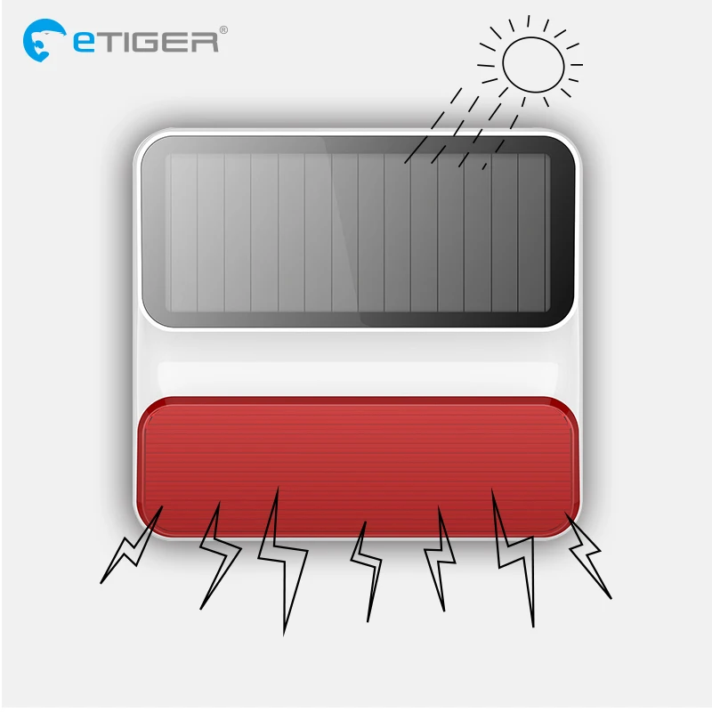 ETiger Беспроводной открытый ES S8A Открытый Солнечный стробовая сирена для