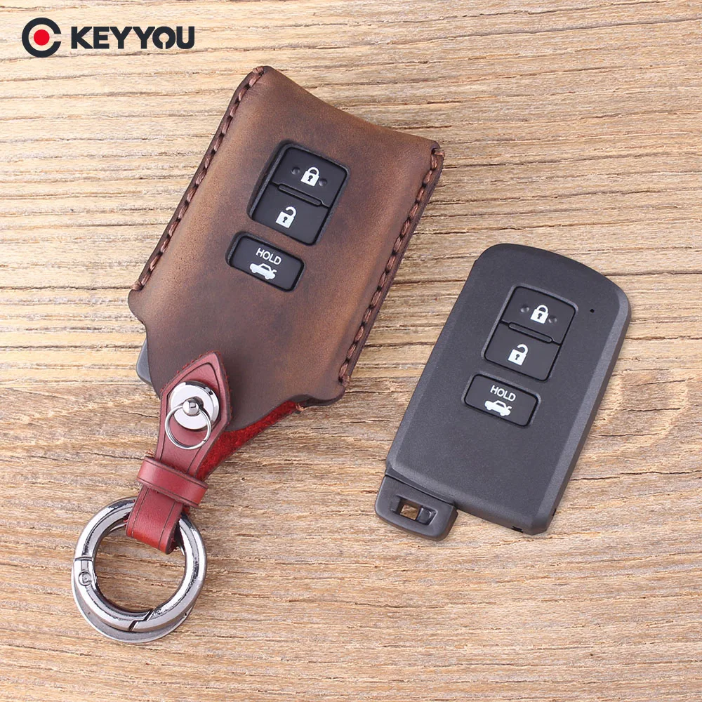 Чехол для ключей KEYYOU из натуральной кожи Toyota Camry Corolla Avalon Rav4 Land Cruiser Автомобильный
