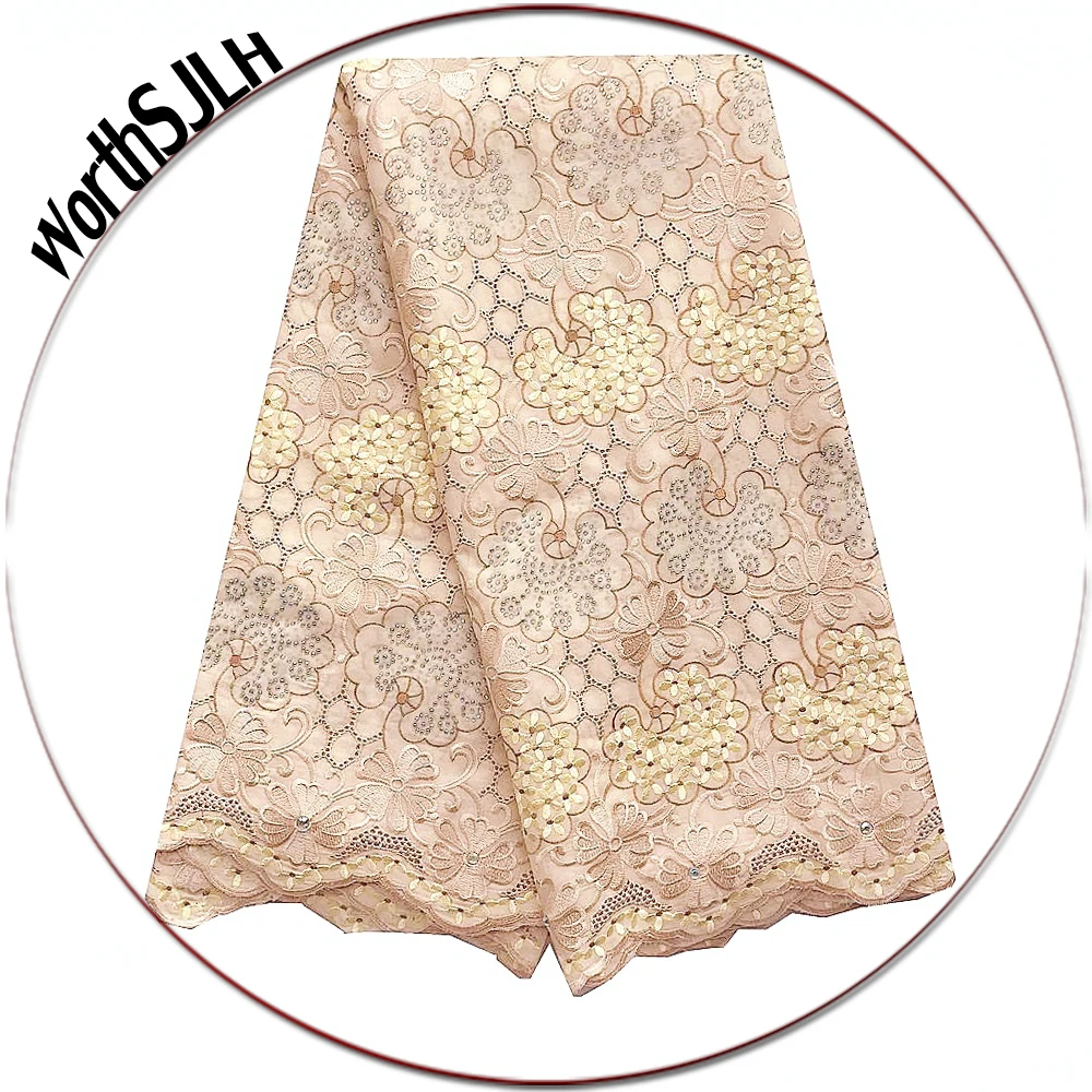

5 Yard Cream Swiss Voile Lace In Switzerland Teal Green Latest African Laces 2019 Nigeria African Cotton Lace Fabric With Stones