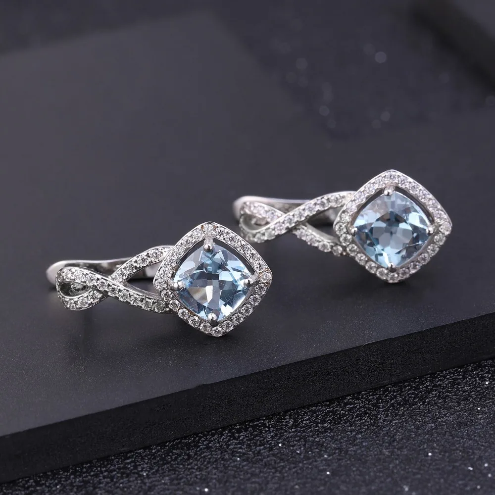 Женские серьги пусеты GEM'S BALLET из стерлингового серебра 925 пробы с небесно