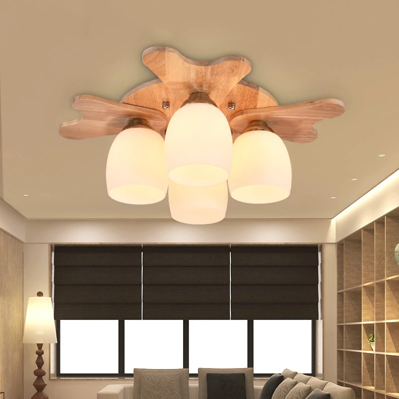 New Japanese/ Nordic Wood Glass Art Foyer Led Ceiling Lights Bedroom Living room Kitchen Dining Lamp Free Shipping | Освещение