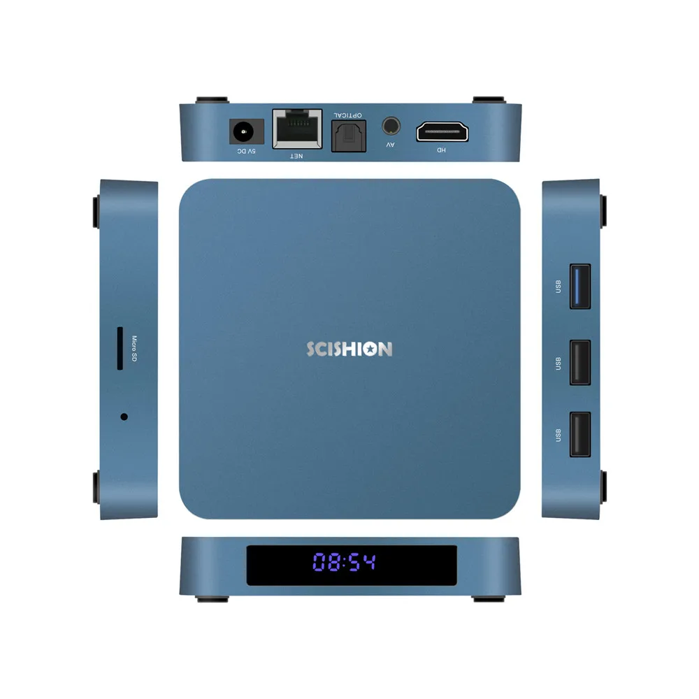 SCISHION AI One Android 8 1 ТВ приставка RK3328 Голосовое управление 2G 16G 4K умный медиаплеер + год