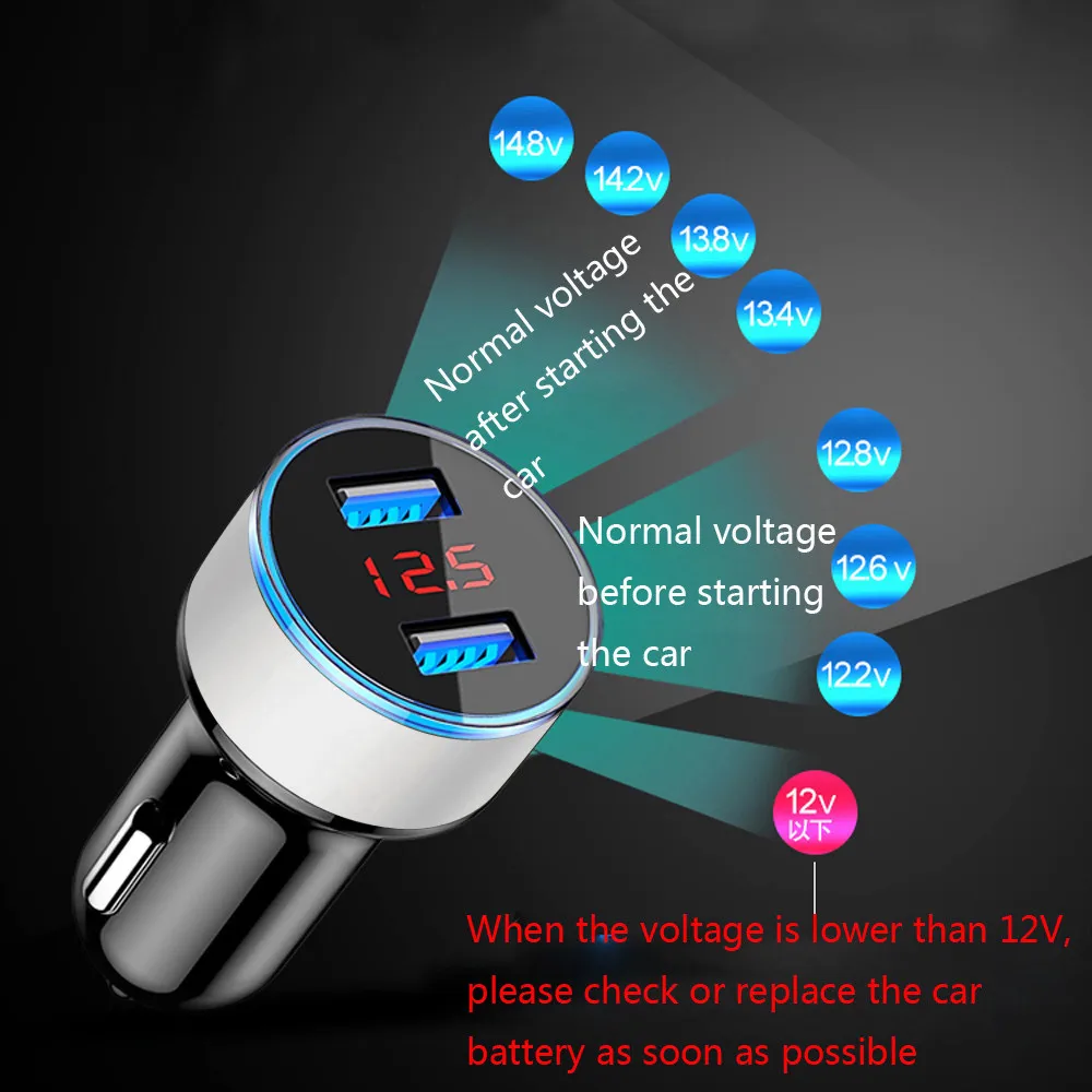 

Car charger 3.1A Dual USB Car Charger 2 Port LCD Display 12-24V Cigarette Socket Lighter oct31