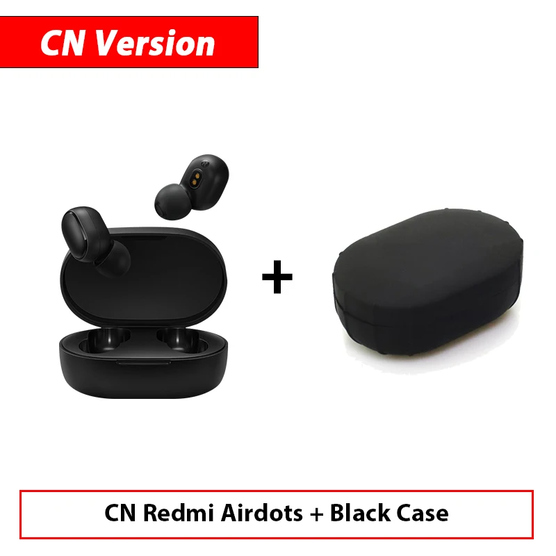 CN Add Black Case Новинка Xiaomi Redmi Airdots TWS Bluetooth беспроводные наушники стерео бас Bluetooth 5,0 Eeadphones с микрофоном наушники AI управление - Цвет: CN Add Black Case