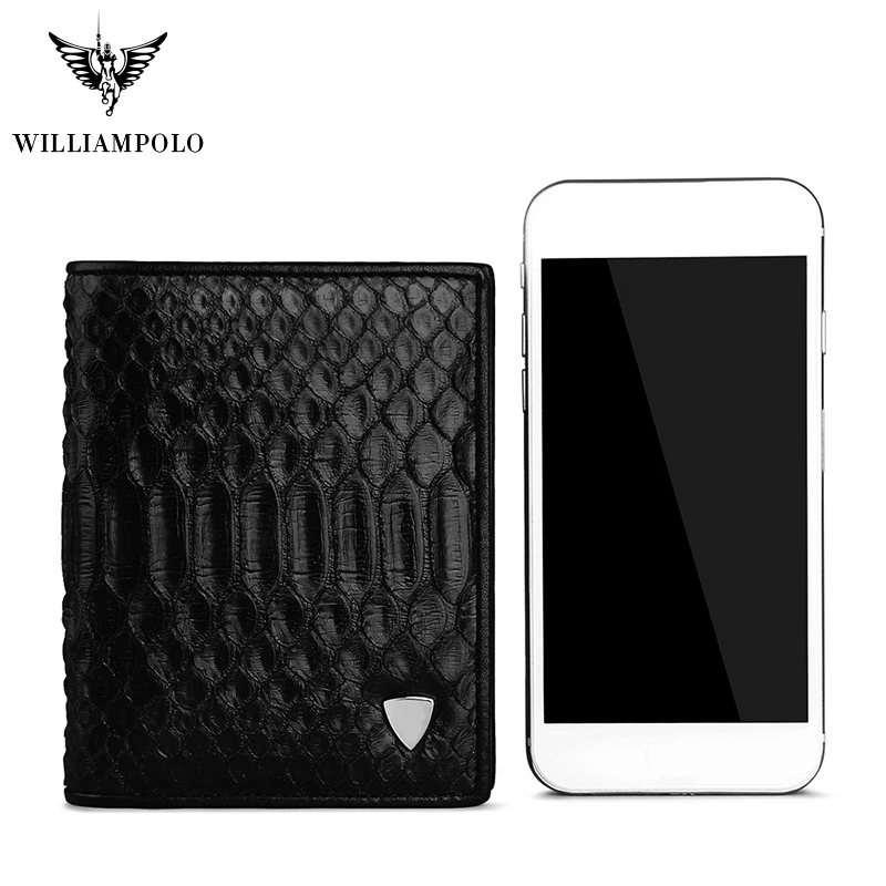 Роскошный брендовый мужской кошелек WilliamPOLO короткий бумажник двойного сложения
