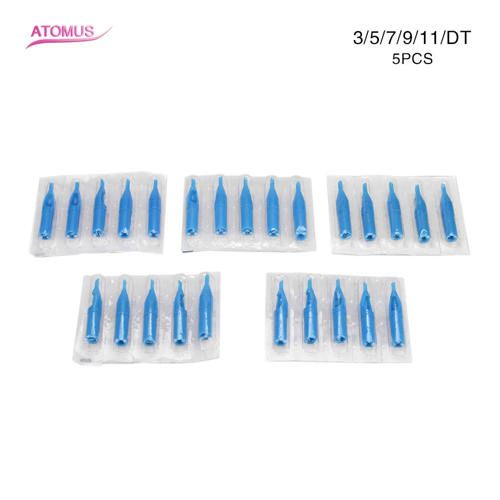 

ATOMUS 5pcs/lot Plastic Sterile Disposable Tattoo Tips Needle Blue 3/5/7/9/11DT For Tattoo Needles Accessories Free Shipping