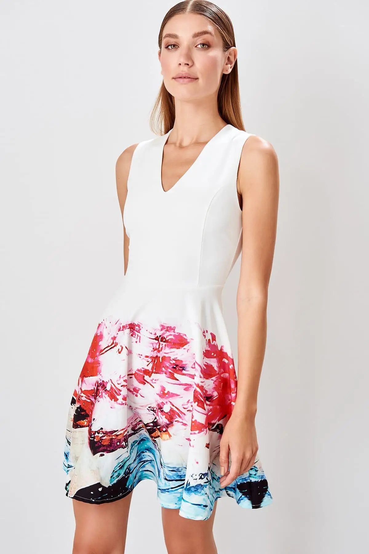Trendyol белое платье с узором TWOAW20EL0086|Женские платья| |