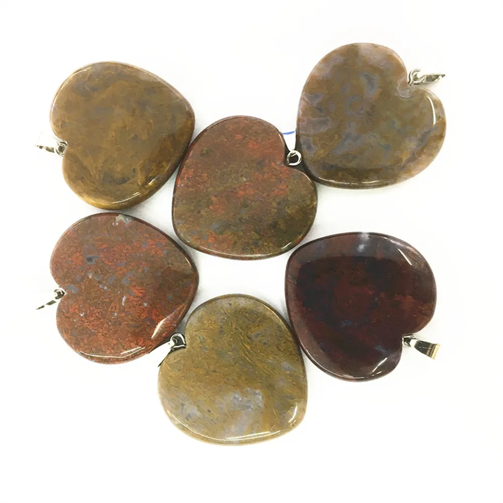 Hot Sale! 2018 Fashion Natural Stone Pendant Heart Shape Pattern Agates Onyx For Jewelry Making 5PCS Free Shipping | Украшения и