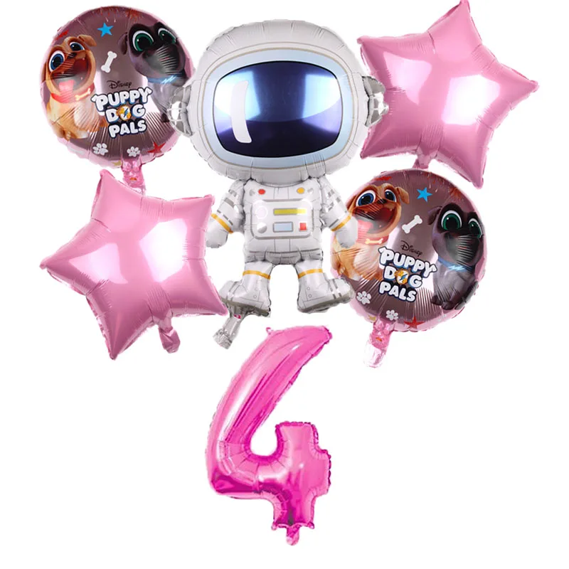 pink 4 6 шт. космический корабль Звездные войны воздушные шары набор BB-8 робот фольги воздушный шар щенок собаки Pals детский 32 дюймов номер День рождения украшения - Цвет: pink 4