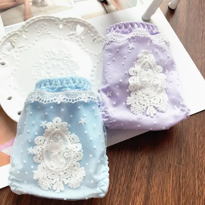 Новое поступление реальное фото M L XL молочный шелк милые Лолита Kawaii вышивка трусики нижнее белье трусики WP571
