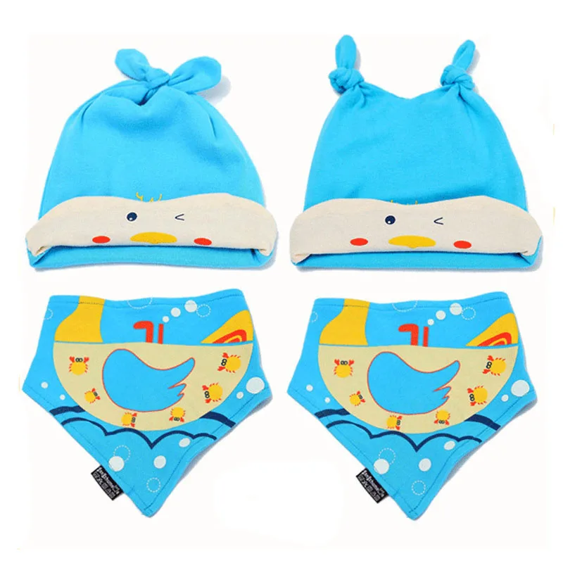 Детские шапки и нагрудники хлопка Симпатичные Hat мультфильм печатных шарф дети