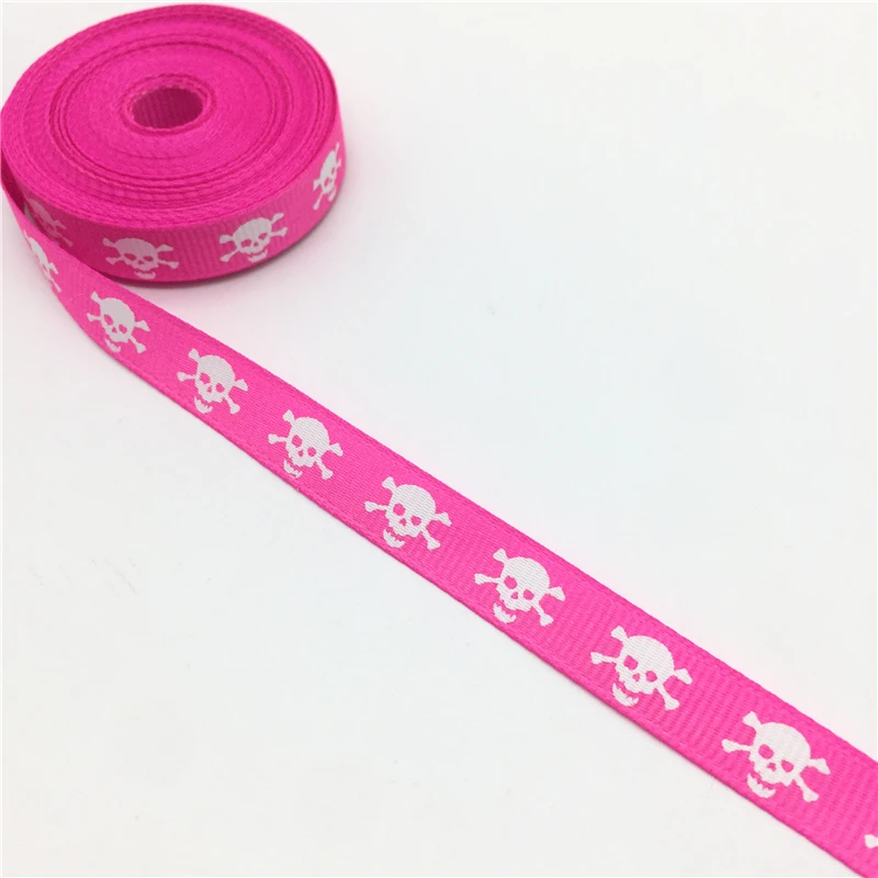 5 ярдов 3/8 &quot(10 мм) напечатанный череп Grosgrain лента для пояса подарочная упаковка