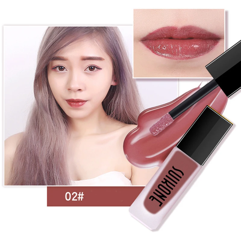 Тинт для губ SUIKONE жидкая помада блеск блестящий макияж мерцающий пигмент