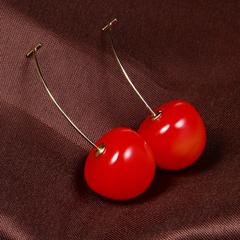 New Fashion Red Cherry Fruit simple Earrings For Women Tassel Dangle Sweet Long Pendant Girl Gift Korea Jewelry | Украшения и