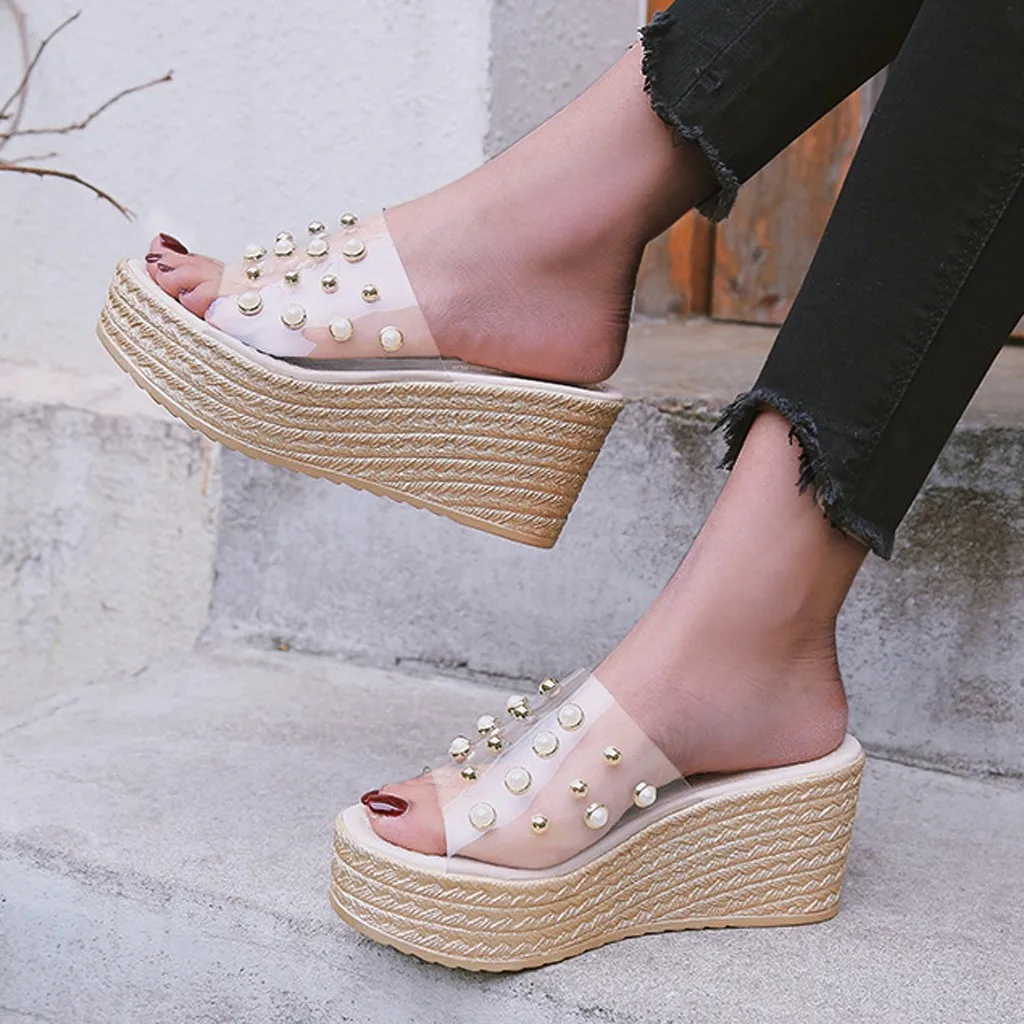 Женская прозрачная обувь повседневные прозрачные перламутровые пляжные туфли с