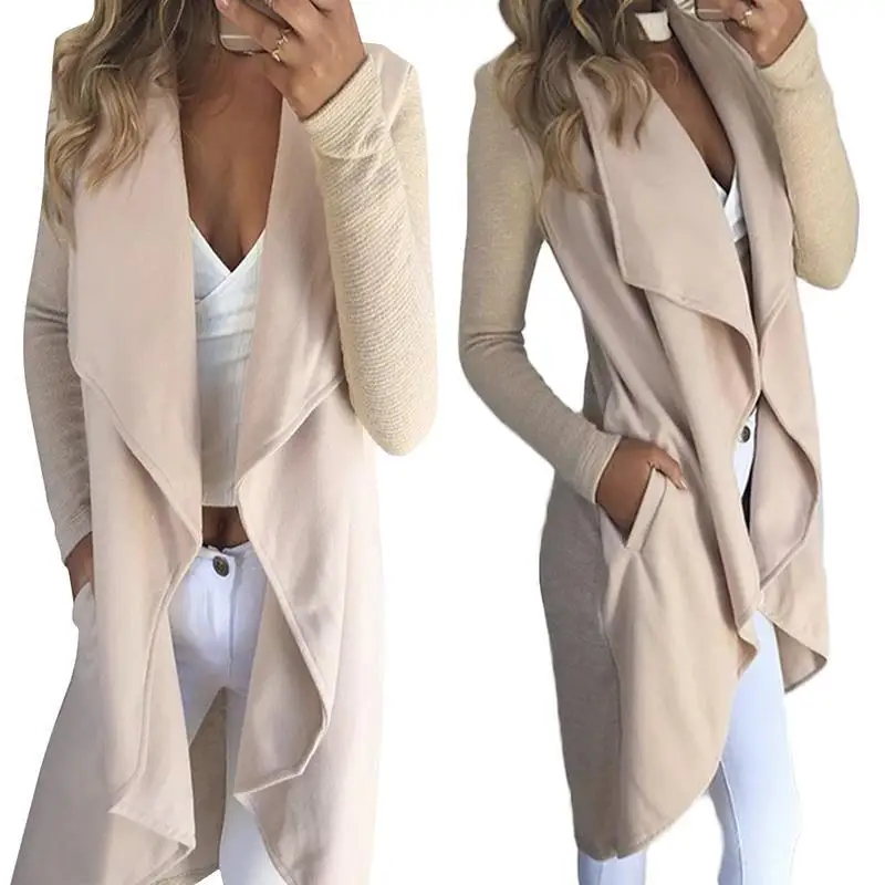 

Autumn Fashion Women Jackets Coats Long Cardigan Irregular Turn-Down Collar Jackets Lady Casual Overcoat