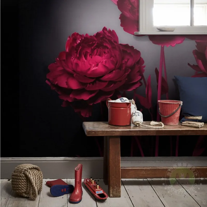 Пользовательские фото обои романтические красные розы росписи ТВ фон спальня отель тема Ресторан Студия на