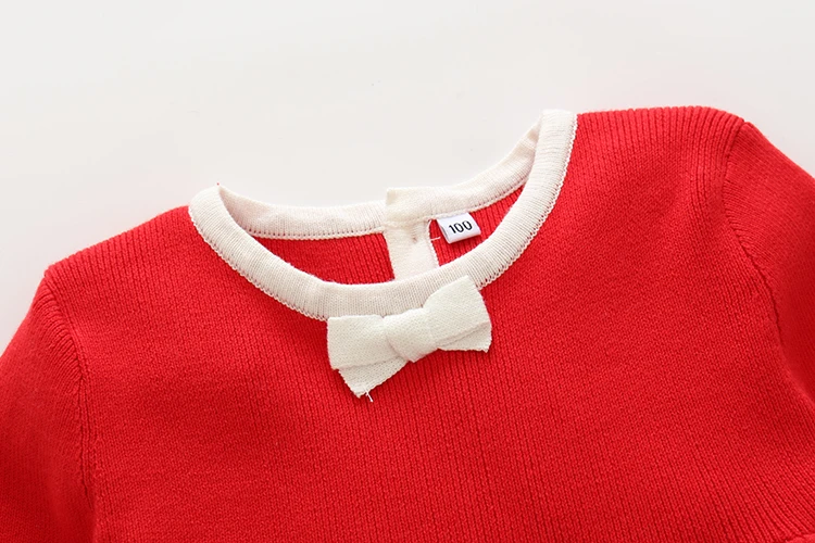 Spring and Autumn Baby Girl's New Beautiful And Cute Clothing Red Knitted Love Embroidered Pure Cotton Long Sleeved Dress | Детская